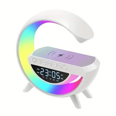 Лампа &ndash; нічник Smart Light Sound Machine 3401 з бездротовою зарядкою, годинником з будильником та вбудованою Bluetooth колонкою 52135с фото