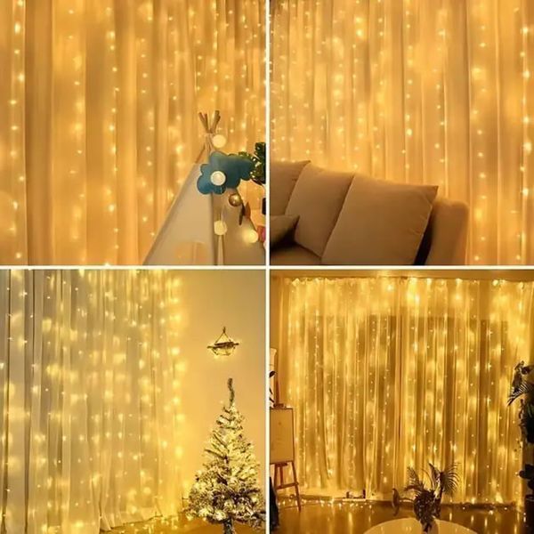 Гірлянда штора &laquo;Завіса&raquo; 3&times;6 м 600 LED USB з пультом, теплий білий ∙ Світлодіодна штора MA743 3&times;6 м з теплим білим світінням 56786 фото