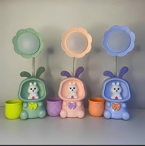 Дитяча настільна акумуляторна LED лампа 3in1 Rabbit BLUE GREEN &bull; Нічник з гнучким USB-підсвічуванням для навчання та сну 56248 фото