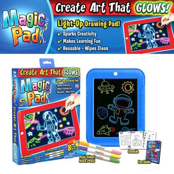 Волшебная светящаяся доска - планшет для рисования Magic SketchPad TV10019 с фломастерами и трафаретами 51890/7 фото