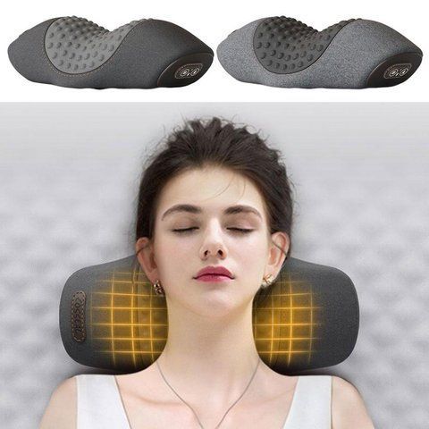 Бездротова портативна масажна подушка Spine Pillow USB для шийного відділу хребта з УФ прогріванням &bull; Вібромасажер для шиї 11702 фото