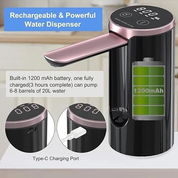 Автоматична помпа для води LY-1081 з USB-зарядкою &bull; Електричний диспенсер Water Dispenser для бутля, дому, офісу та дачі 57978 фото