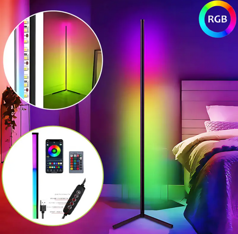 Підлогова лампа 360&deg; RGB 103 см з пультом управління і USB-зарядкою ∙ Торшер EMG 10W для вітальні або робочого кабінету 57362 фото